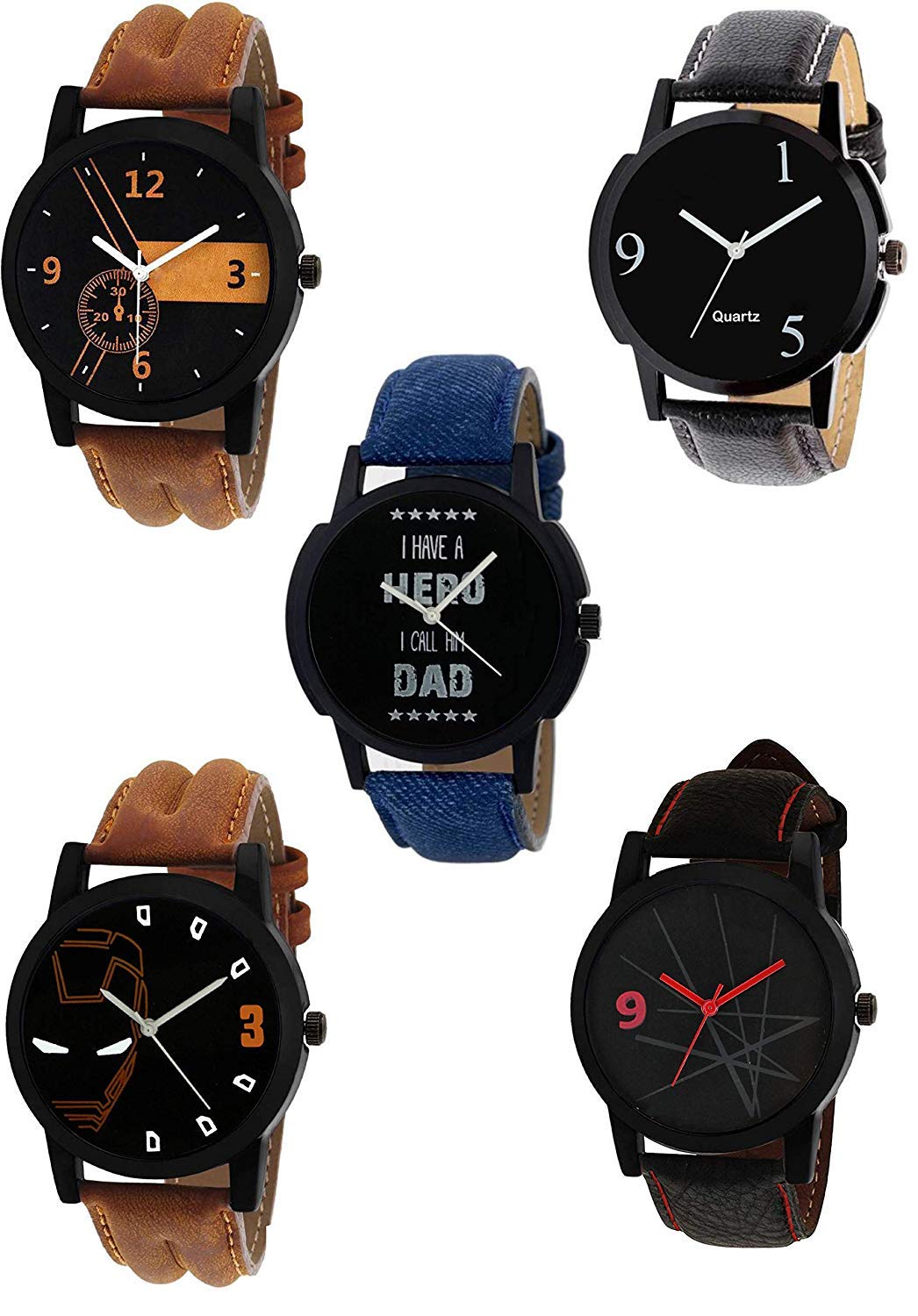 Jay Enterprise Pack of 5 Multicolour Analog Analog Watch for Men and Boys (B07PMDTZ9R) Amazon Price History, Amazon Price Tracker