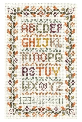 Lifetime Samplers Autumn Alphabet Mini Sampler - Complete Cross Stitch kit on 14 aida with Clear Colour Chart