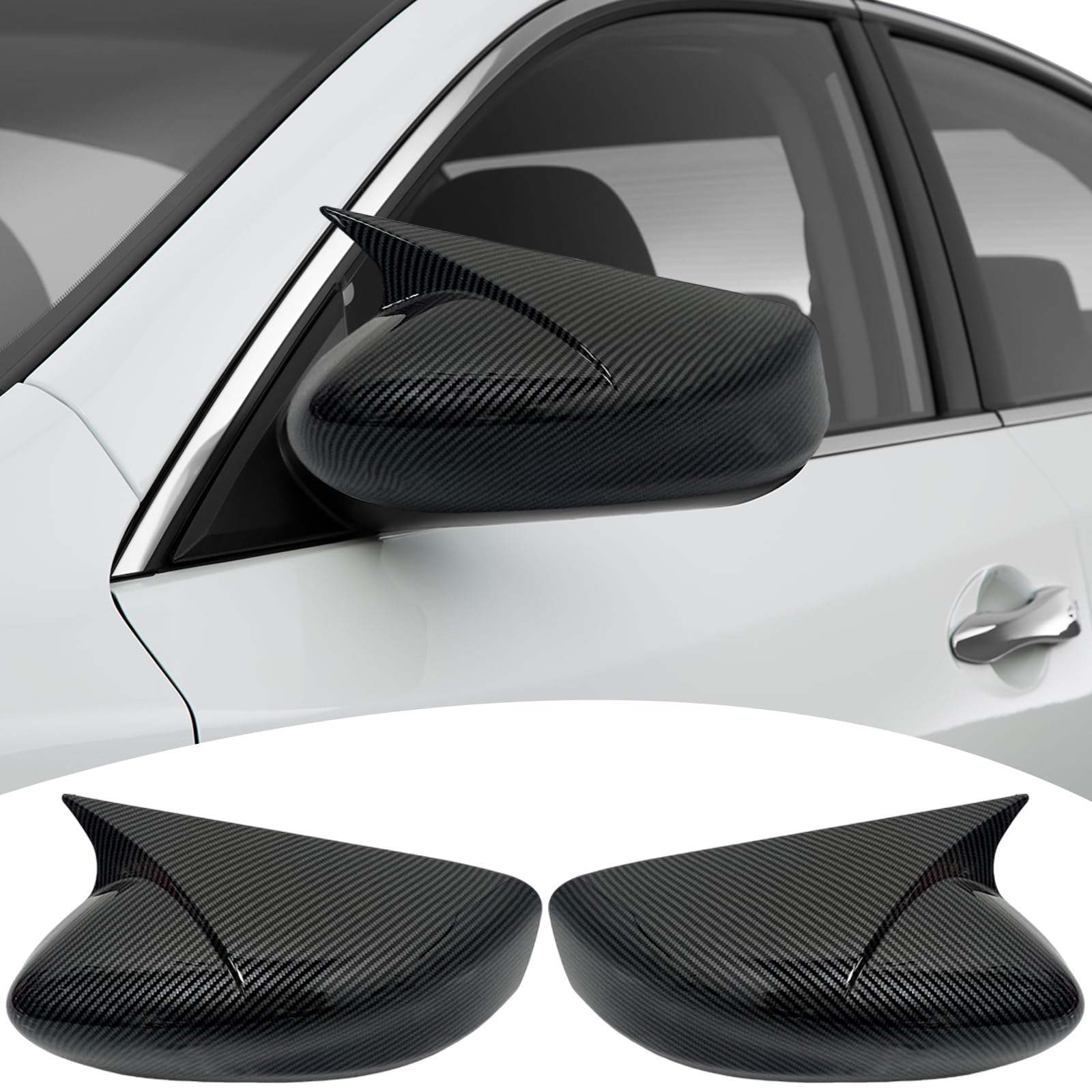 Side Mirror Cover,for Nissan Altima 2013-2018, Carbon Fiber Side Rear Mirror Covers Body Kit Accessories for Cars（Without Turn Signal Cutout）