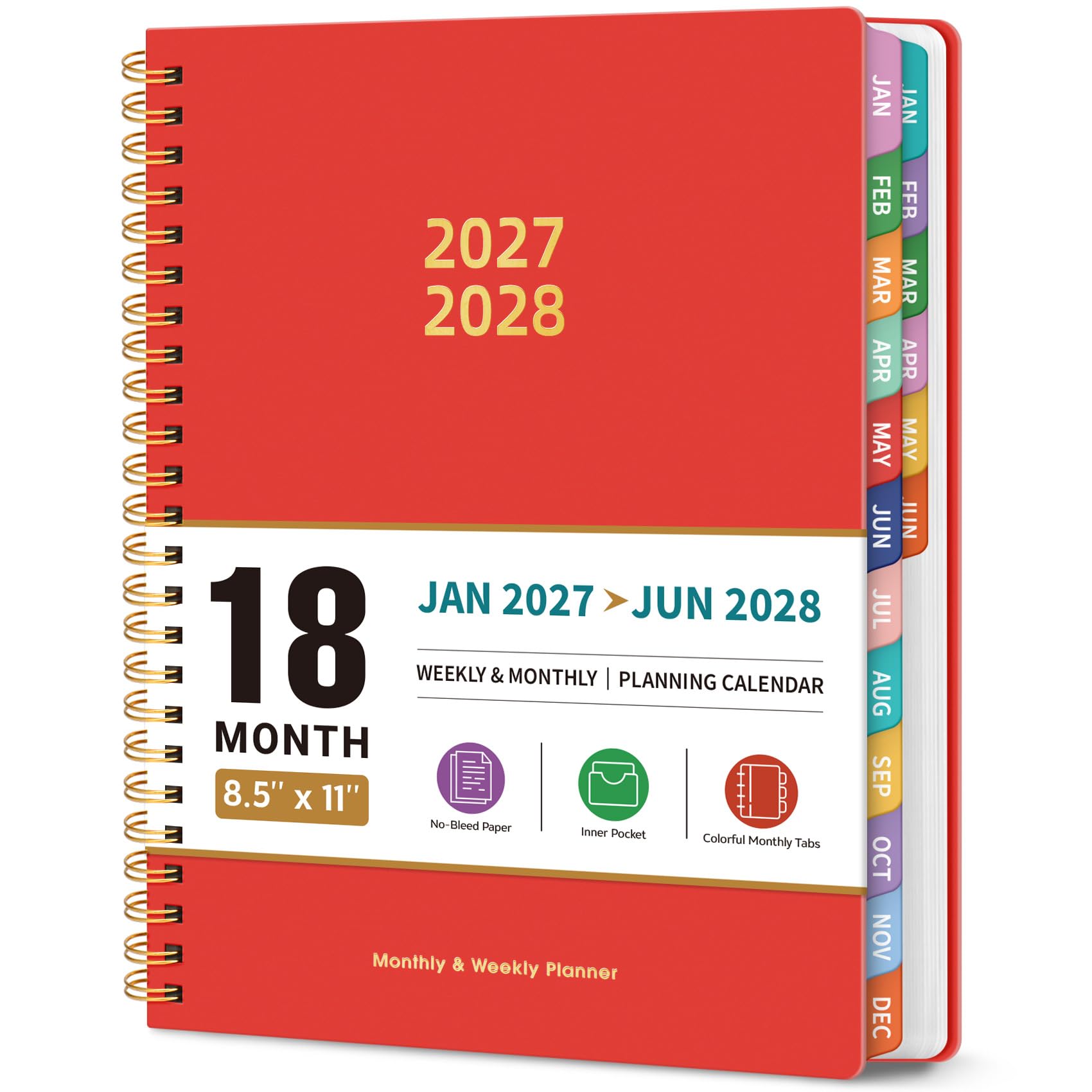 Taja Planificateur de janvier 2027 à juin 2028, 18 mois, mensuel et