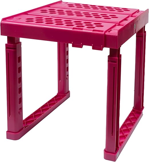 Locker Organizer Shelf, Adjustable Width and Height, Stackable, Ideal Locker Shelf for School, Office, Gym Lockers, or Even Kitchen Cabinets & Under Sink Organization (Magenta)