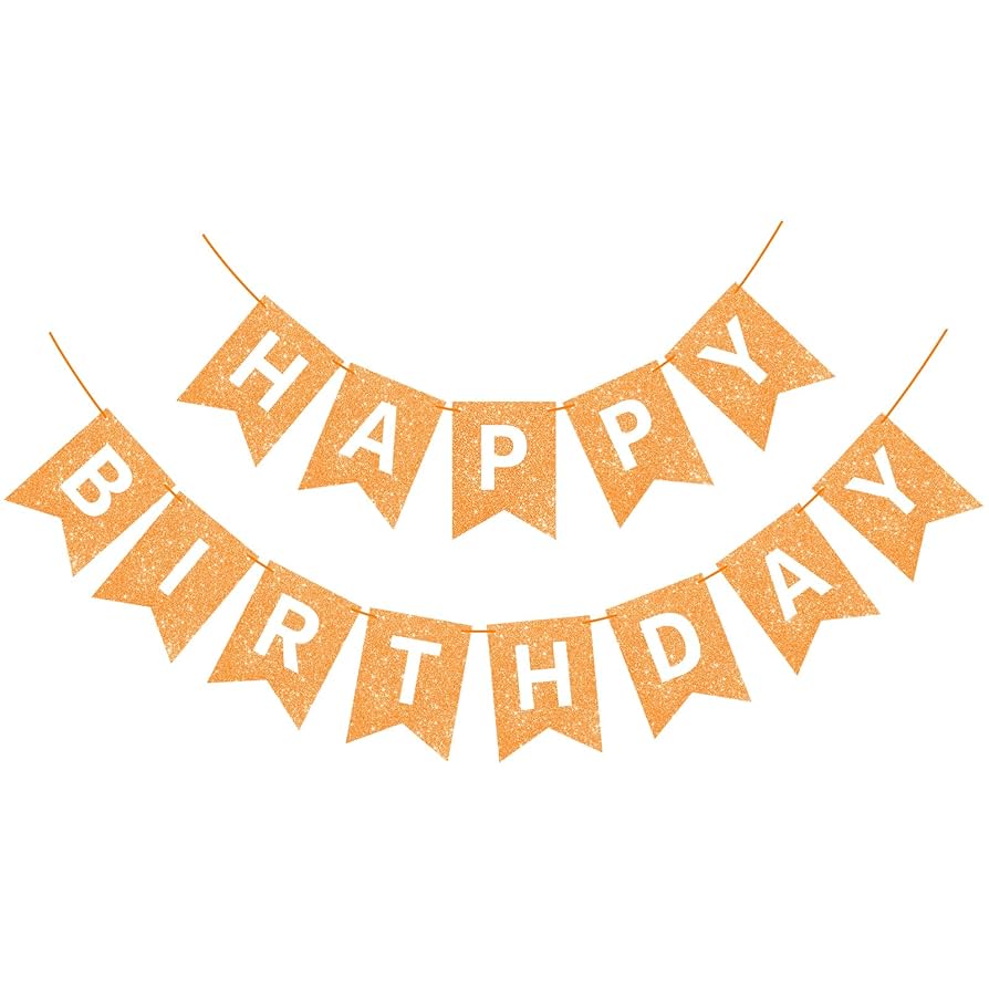 Amazon.co.jp: Hooqict オレンジ Happy Birthday バナー 誕生日サイン