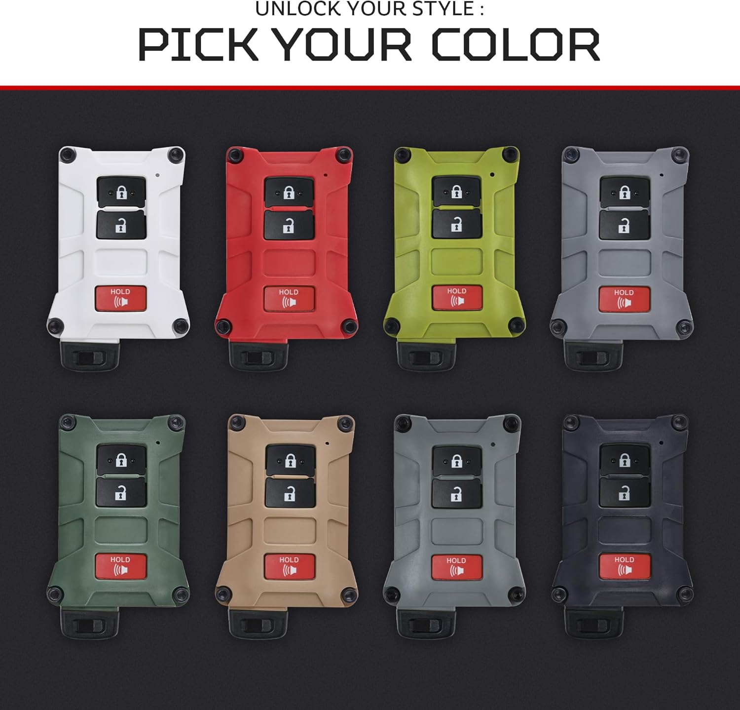 AJT DESIGN V1 Key Fob Case Replacement for Tacoma (2016–2023), Tundra (2020–2021), and 4Runner (2020–2021) with Push Button Start Only – Rugged PC-ABS Key Fob Shell – Made in the USA | Red