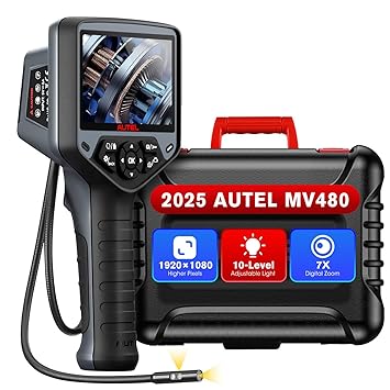 Autel MaxiVideo MV480 Inspection Camera, 1080P HD Industrial Endoscope Video Scope, Videoscope with Audio Annotation, Dual Cameras, 360?Rotation, 7 X Zoom, Upgraded Ver. of MV460