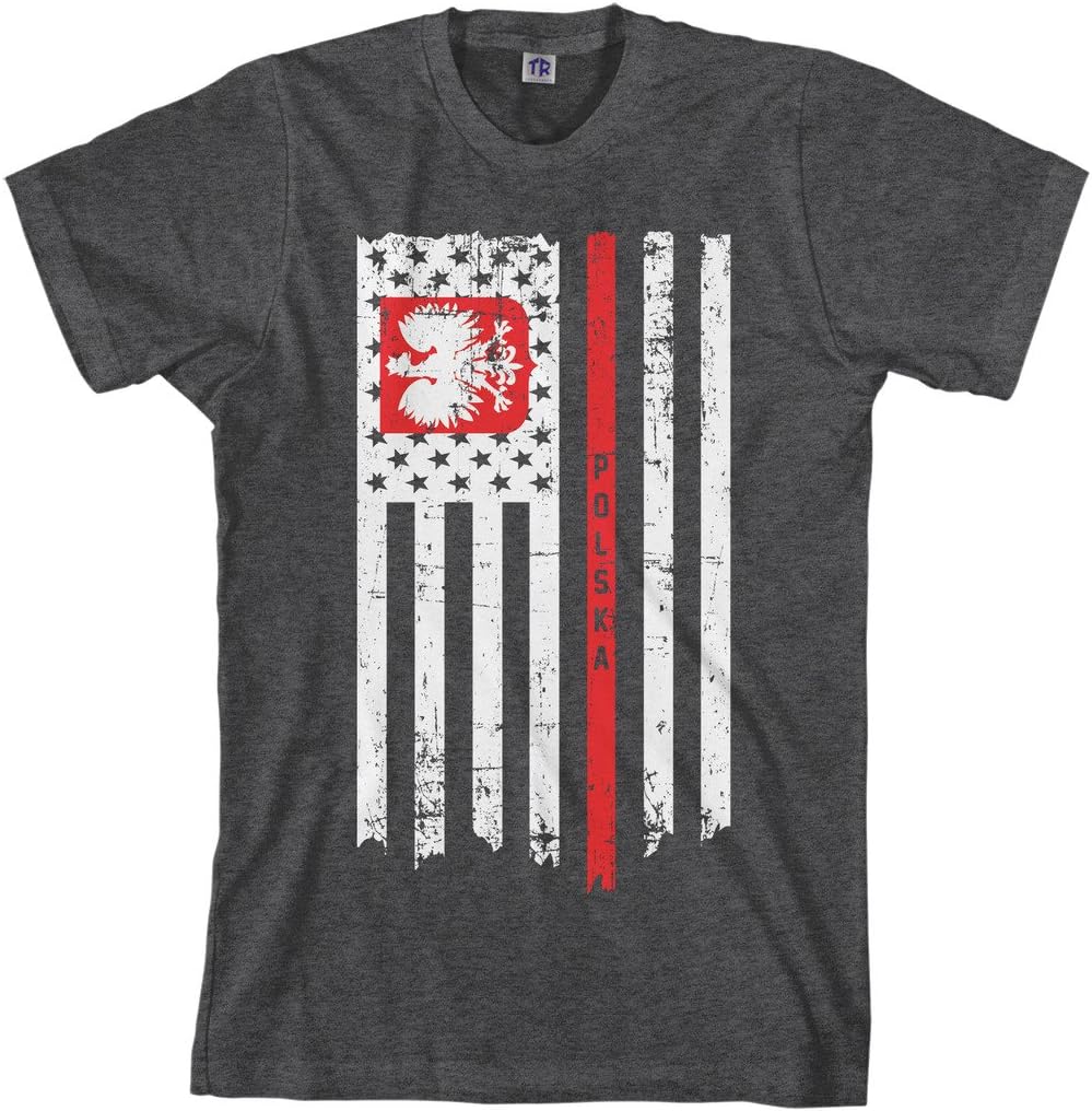 Threadrock Men's Poland USA Polish American Flag T-Shirt