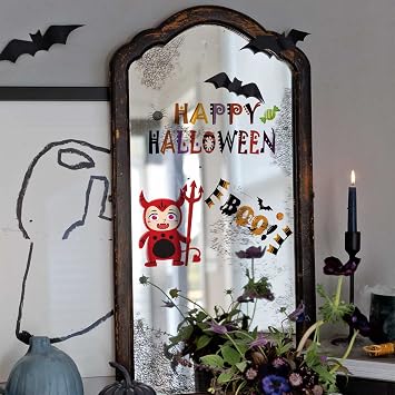 170 Pieces Halloween Window Clings for Kids, Removable Electrostatic Halloween Window Sticker, Double Sided Black Cat Spooky Cute Halloween Window Decals for Halloween Party Decor Supplies(9 Sheets)