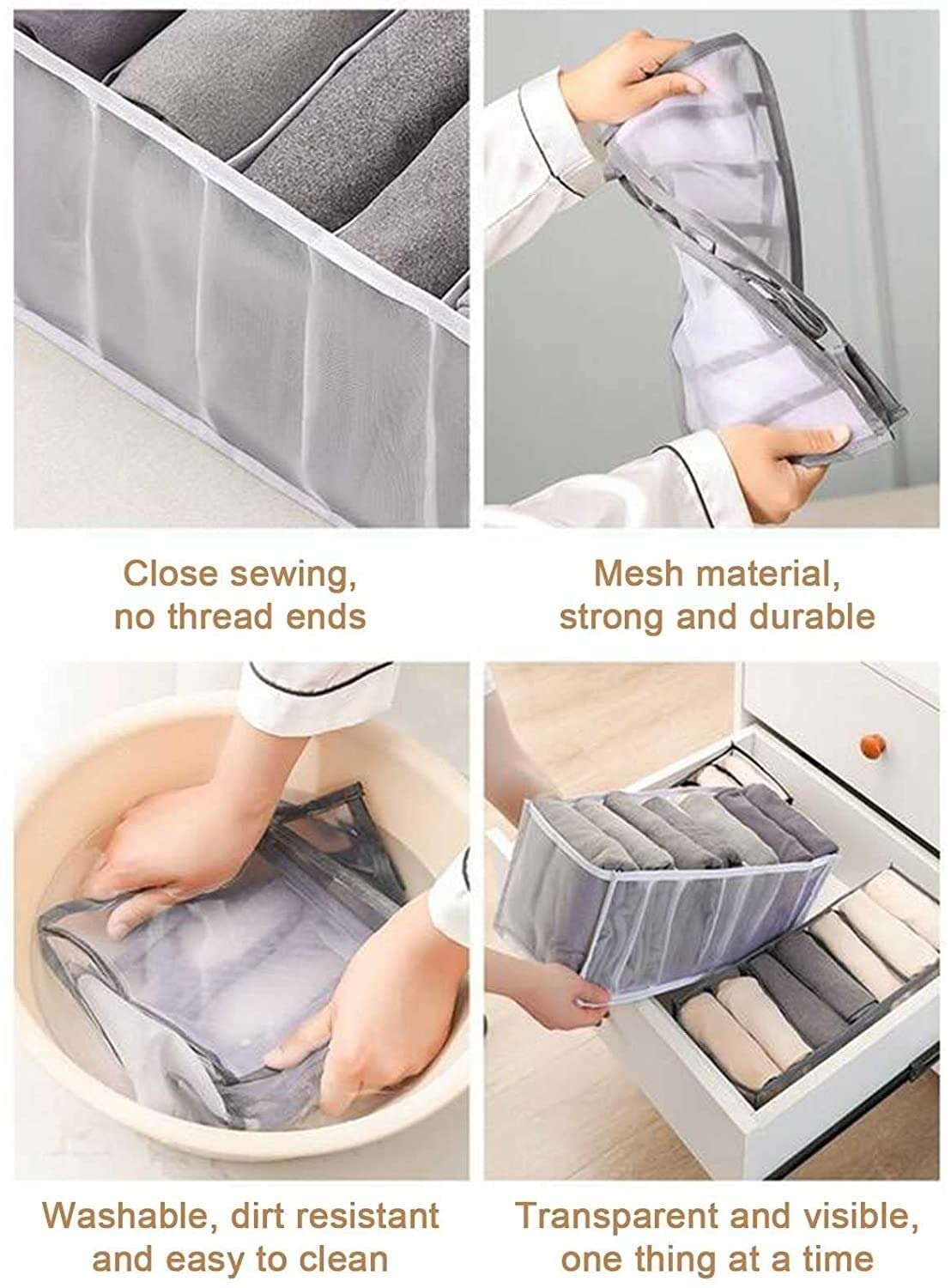 6 Piezas Cajón Armario Pantalones Cajas De Almacenamiento Organizador Lavable para Ropa Ropa Interior Calcetines Camiseta Divisor De Cajón Múltiples Compartimentos Plegables Ahorra Espacio