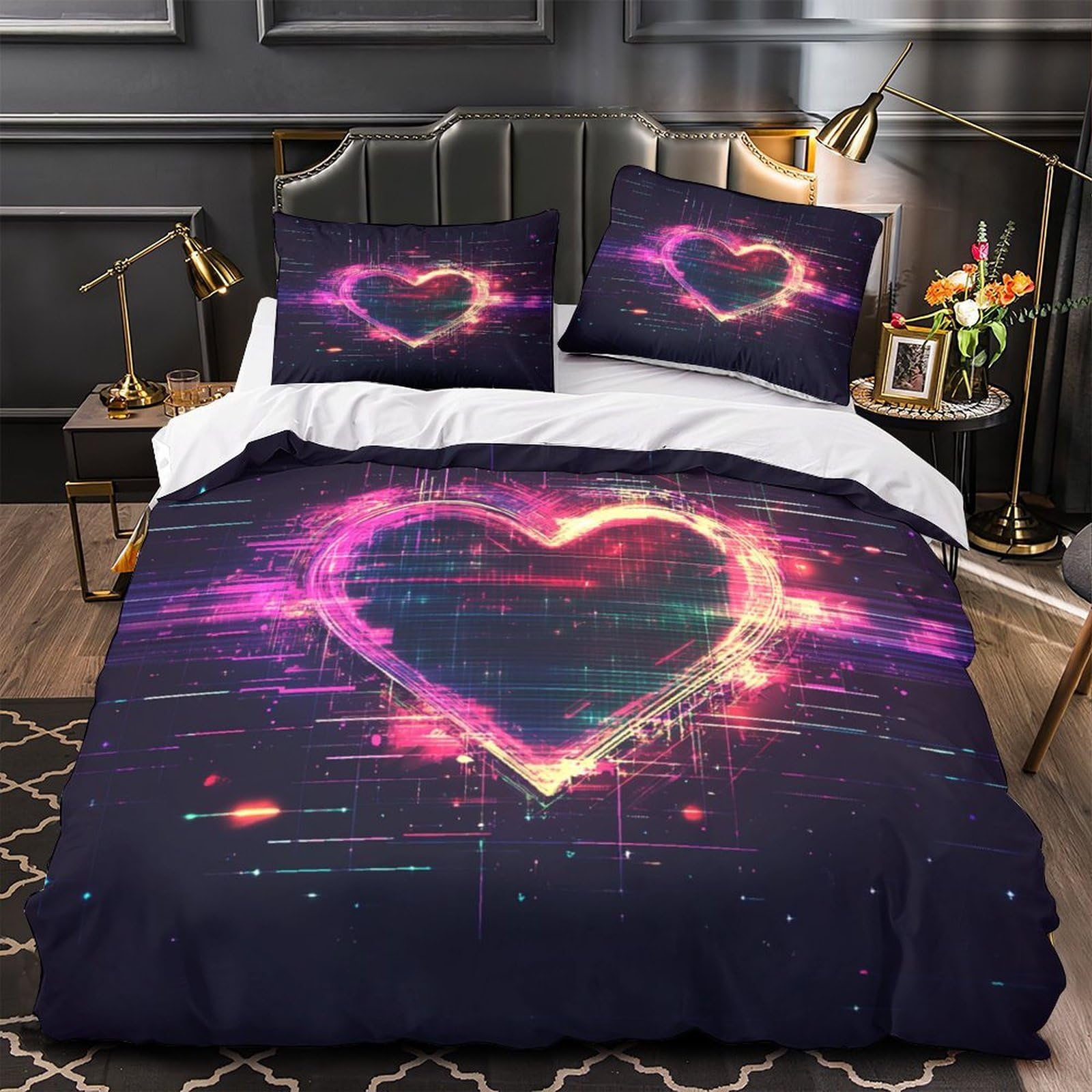 Housse de couette déco chambre enfant au style néon pour un cadeau d'anniversaire original