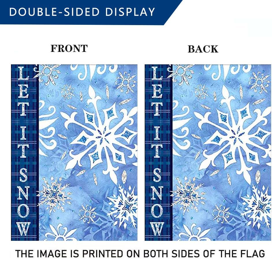 Let It Snow Snowflakes Garden Flag 12.5 x 18 Inch Winter Decorative Double Sided Burlap Small Flag Holiday Banners for Winter Xmas Farm House Yard Decoration - Image 4