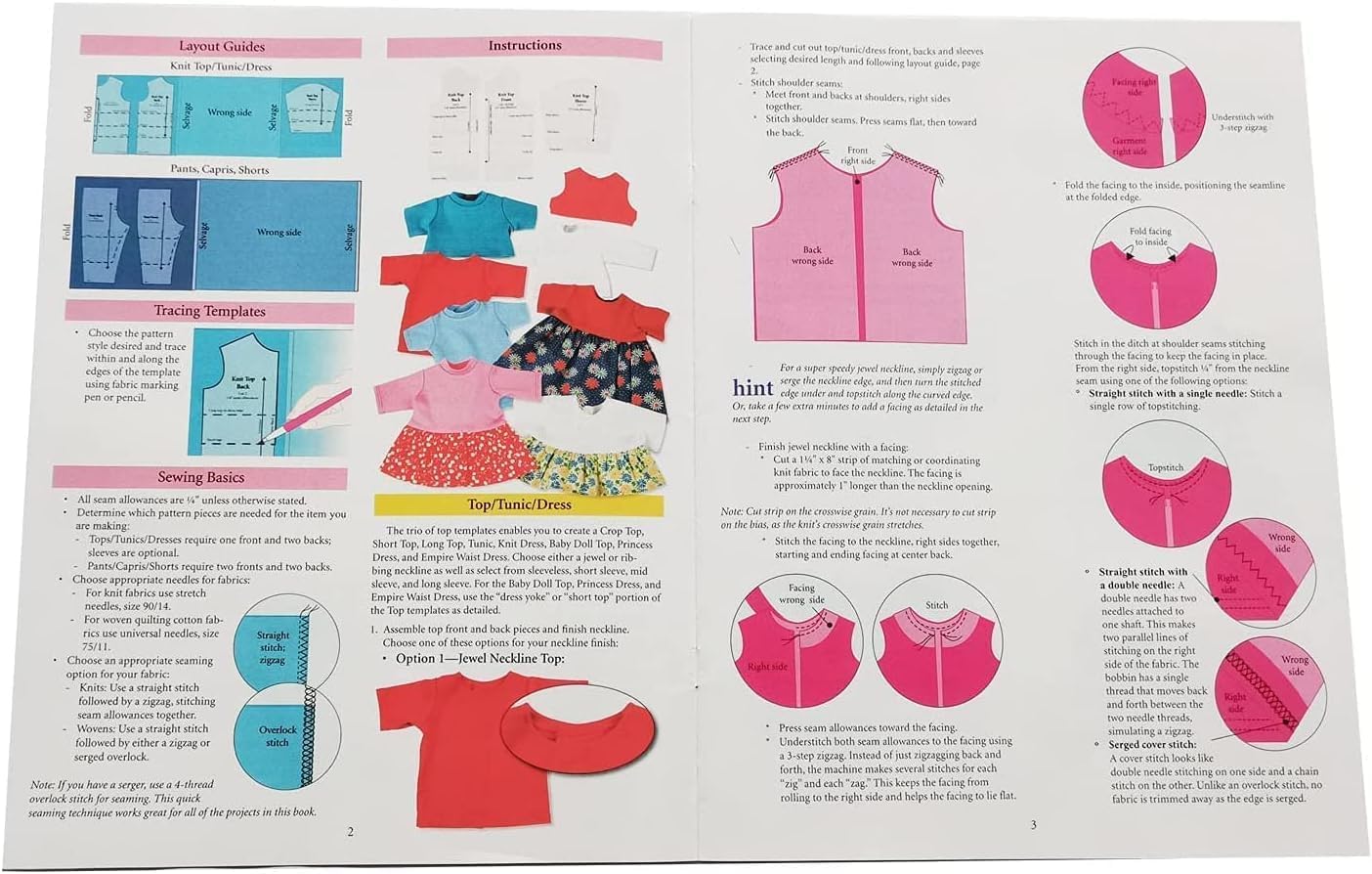 5pcs/Set Quick-Trace Doll Fashions Ruler Templates for 18" Dolls Includes Sewing Instructions