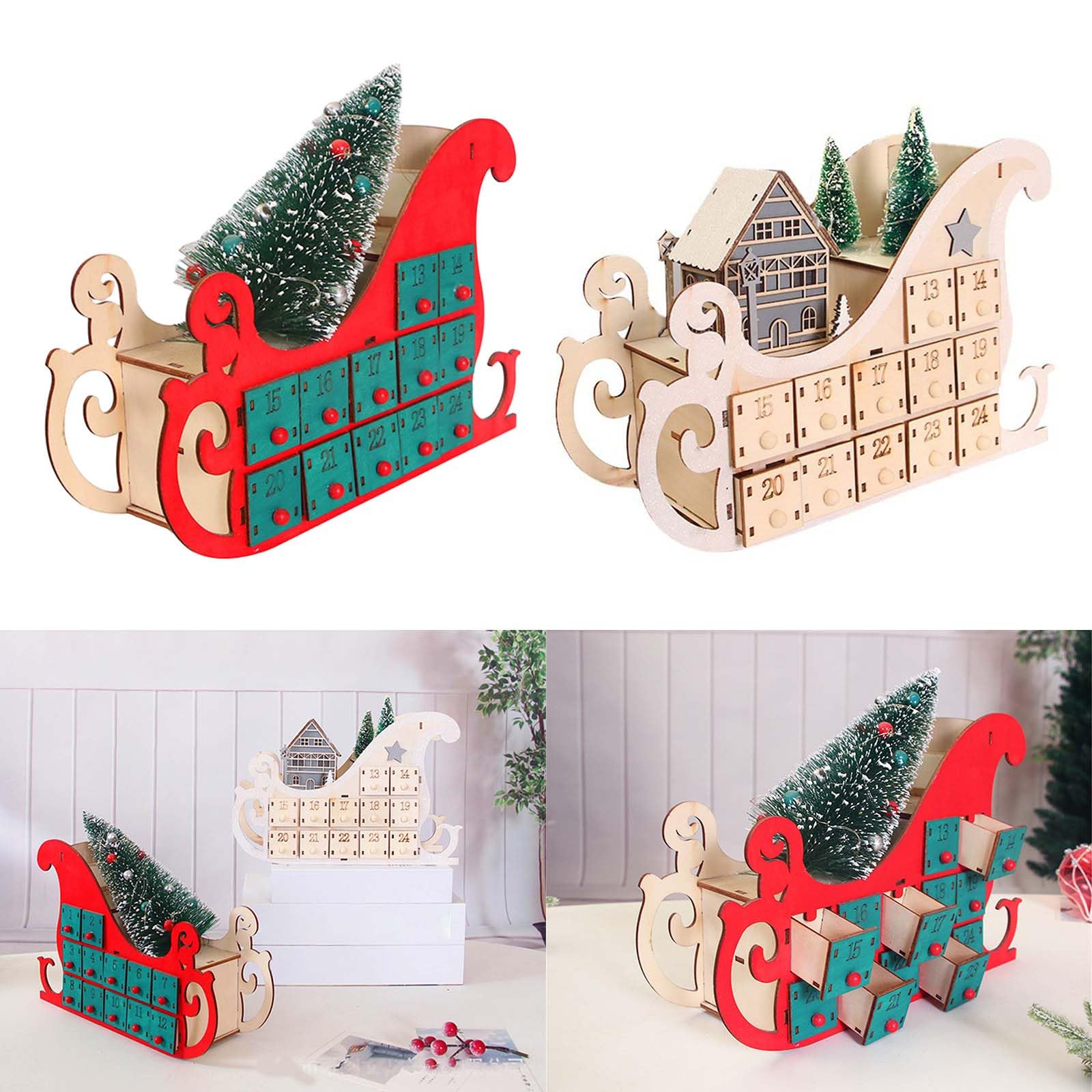 Amazon.co.jp: 木製クリスマスLEDアドベントカレンダー24段クリスマス