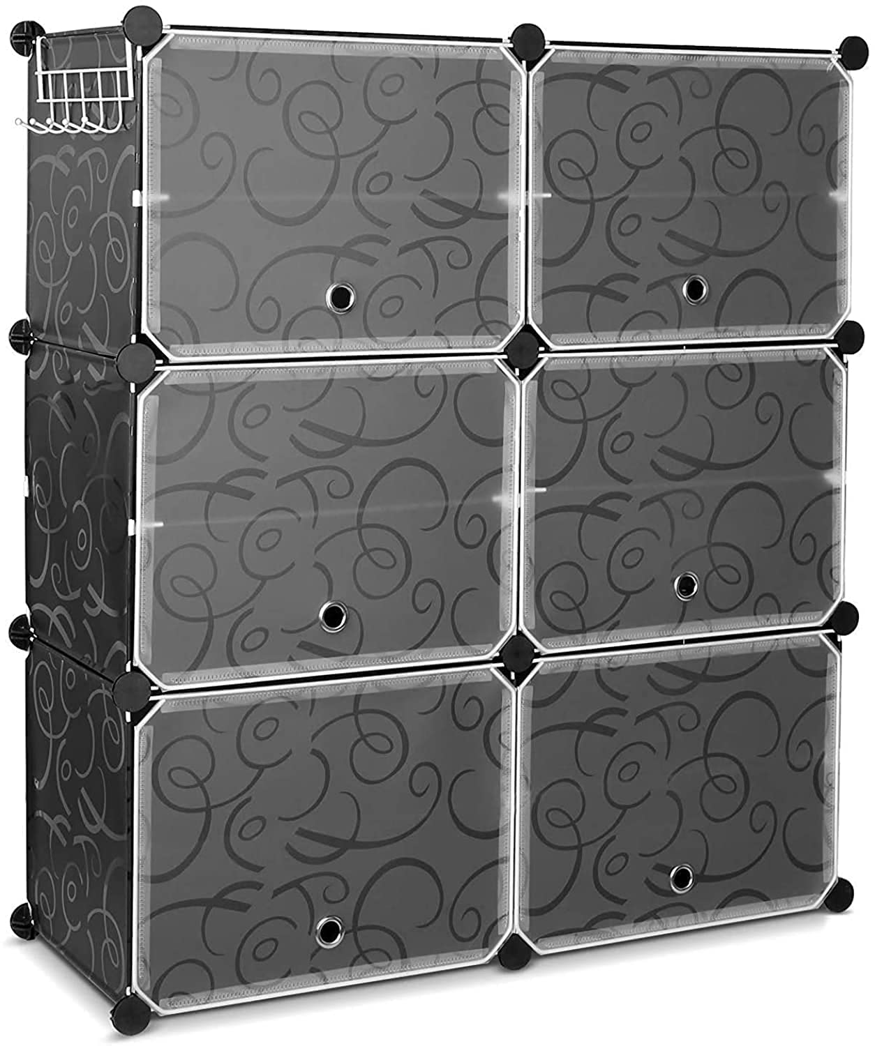 6 Cubes Black Flower Diy Storage Cabinet