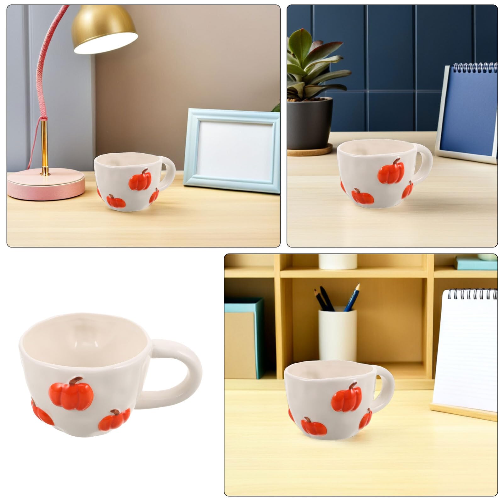 Mikinona 2 Szt. Seasonal Pumpkin Shaped Ceramic Mugs Cute Autumn Cups for Halloween Party Favors And Thanksgiving Decor