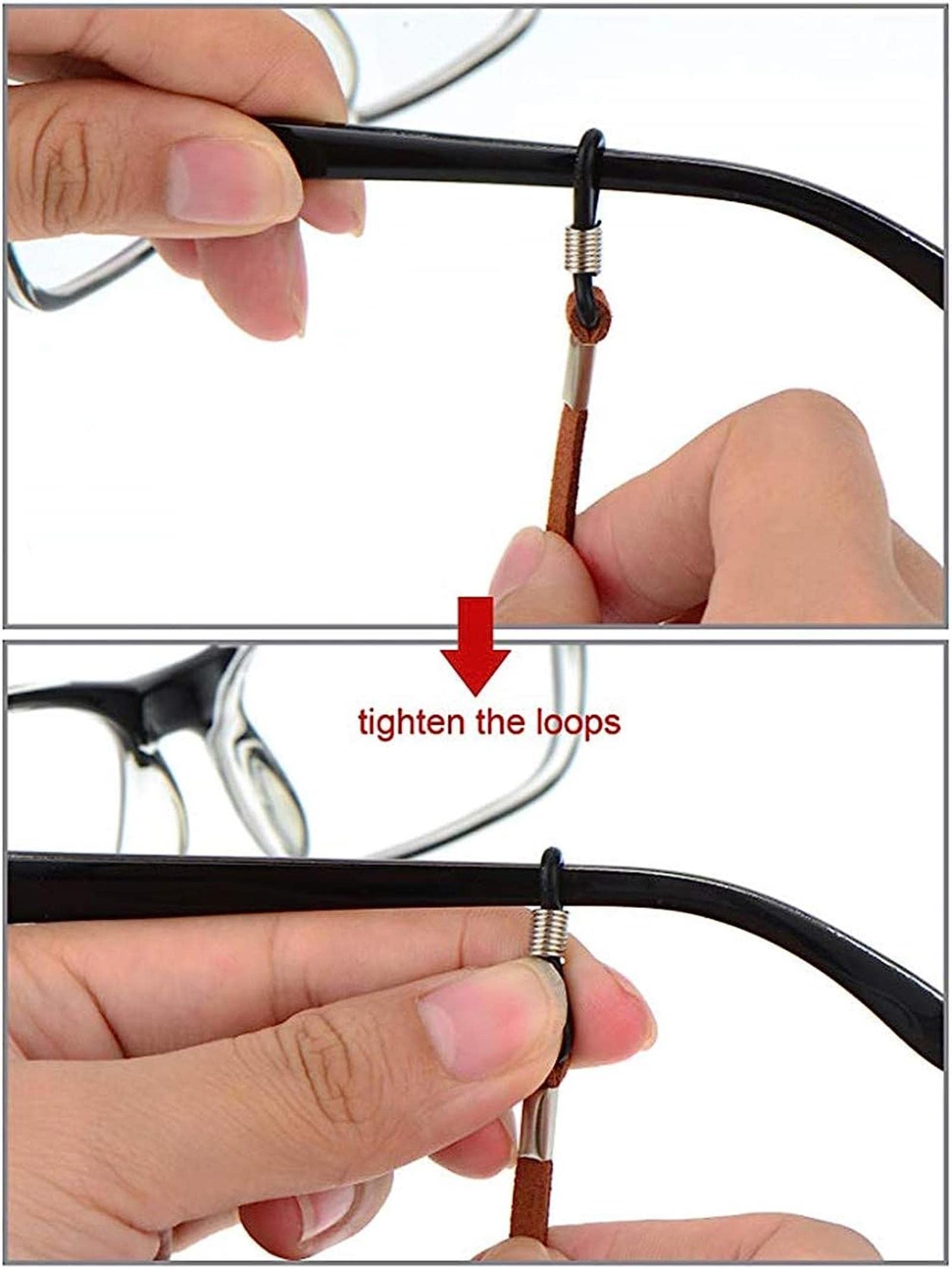REVAHI Porte-chaîne de Lunettes en Cuir PU Anti-dérapant réglable Sangle de Lunettes/Cordon de Lunettes de Soleil/Cou St/Lunette de retenue de Lunettes pour Femmes et Hommes