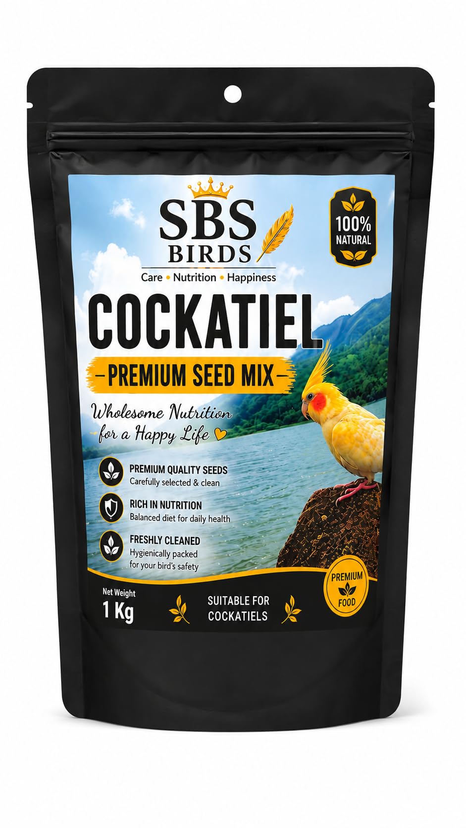 SBS Birds Premium Cockatiel Seeds Mix Food 1kg | Blend of 15 Seeds, 100% Natural, No Artificial Colours, Freshly Cleaned, Resealable Pouch-image-39