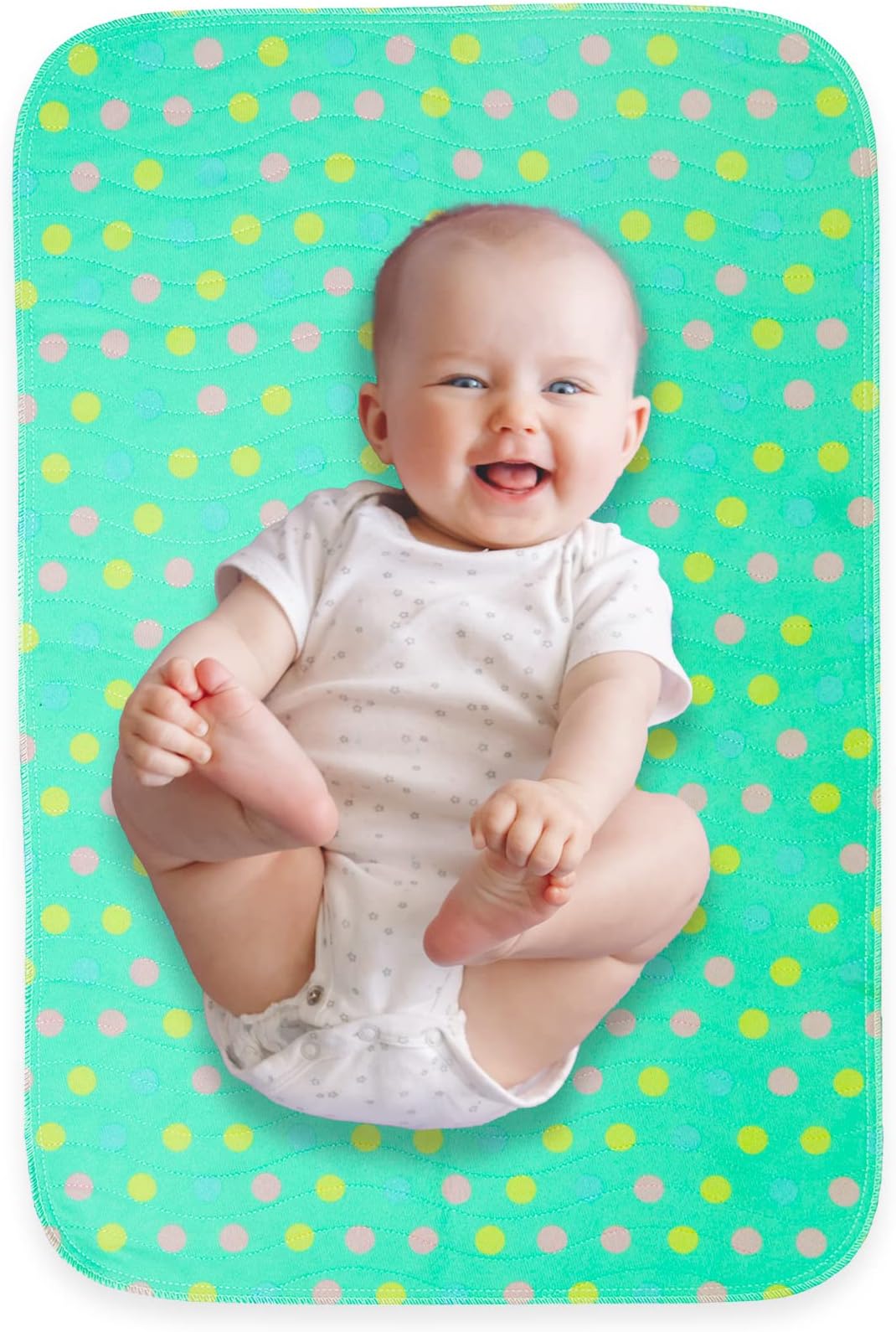 Portable Baby Changing Mat - Extra Large Waterproof Diaper Changing Pad | Machine Washable & Dryer Safe | Wipeable Surface for Easy Cleaning | Stylish Polka Dot Design