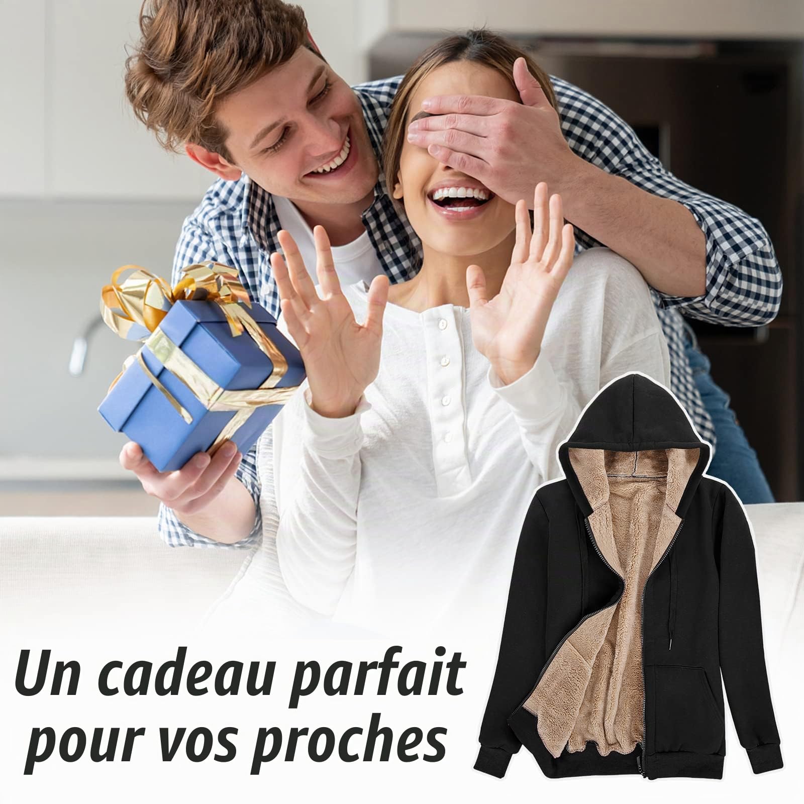 Niwicee Veste Polaire Femme Sweat À Capuche Doublure Polaire Chaud Doublure Zippée À Capuche Hoodies Sweatshirt Manches Longues Femme Sportsweater Fleece Automne/Hiver