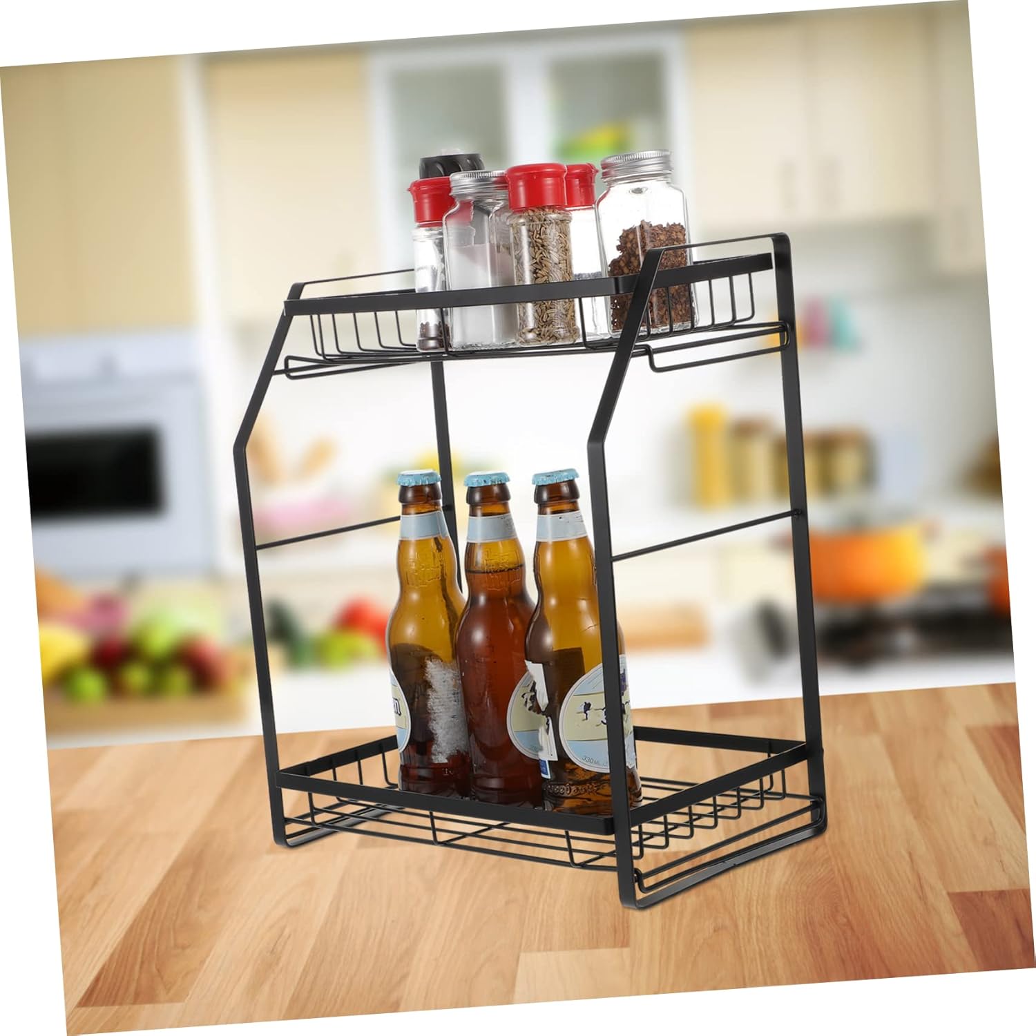 Ciieeo Multipurpose Double Layer Spice Storage Rack Organizer for Kitchen Bathroom and More for Spaces and Easy Access to Seasoning Bottles