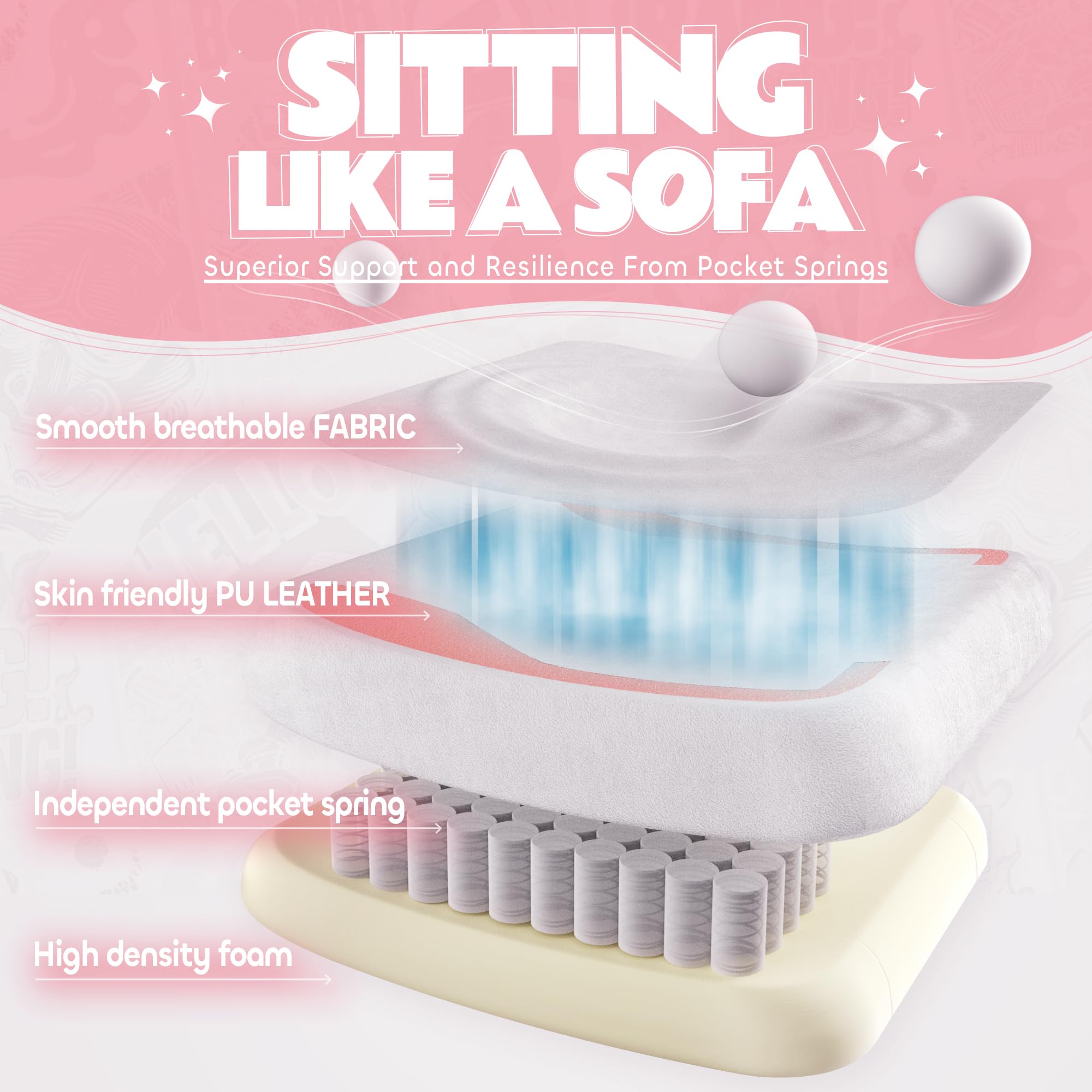 MEENICE Pink Gaming Chair Cute with Cat Ears Paw Lumbar and Cushion,Ergonomic Computer Chair with Footrest,Reclining PC Game Chair for Girl Computer Chair 300lbs for Adult: White&pink