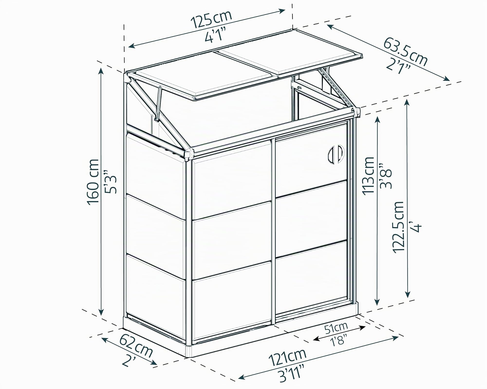 Canopia by Palram Lean To 4x2 Anlehngewächshaus 125x63.5cm Silber Aluminiumrahmen mit Transparent Polycarbonatplatten