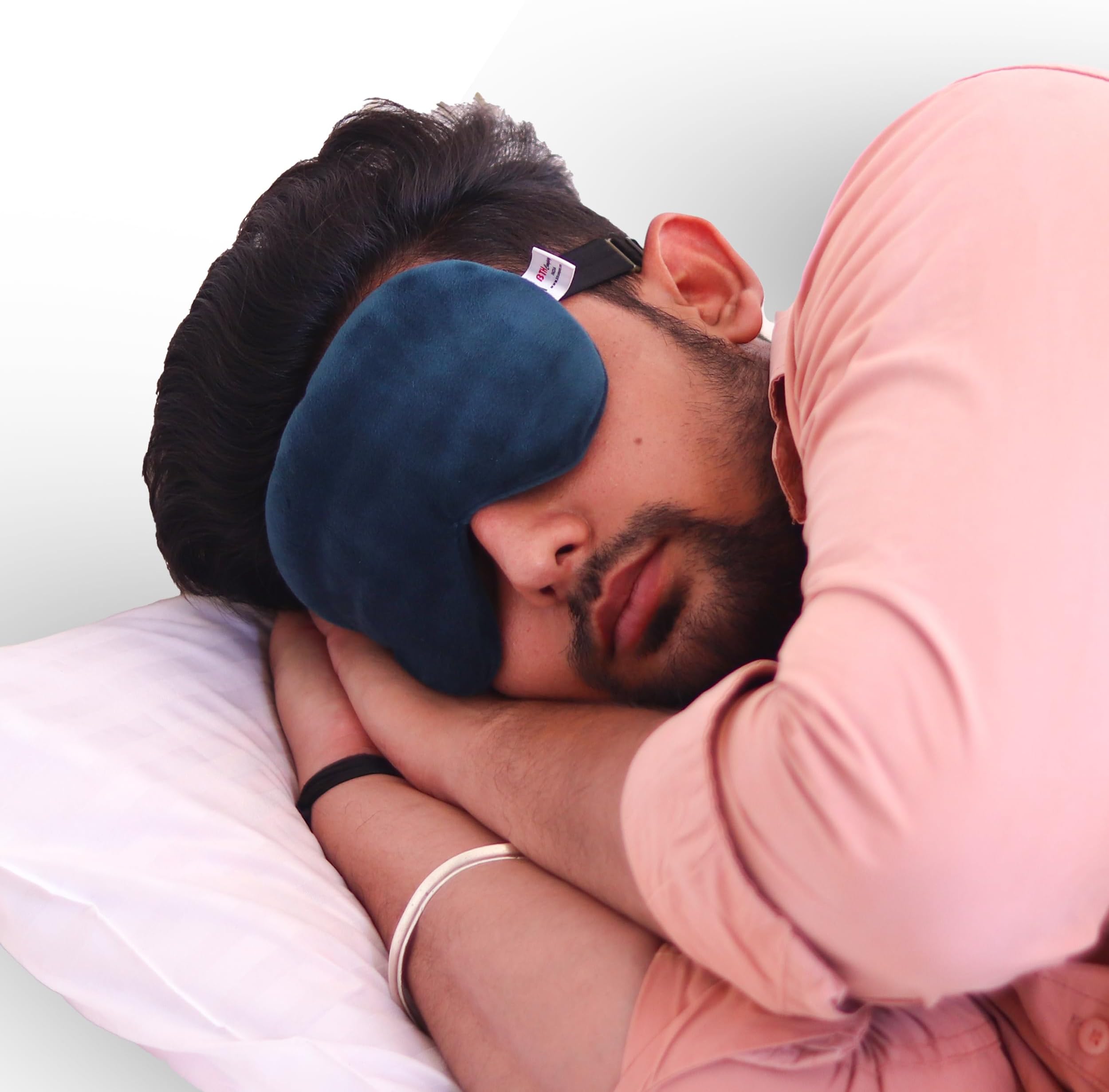 BTH Company nylon Adjustable Sleeping Eye Mask - Super Soft & Smooth - Cyan - Ideal For Women, Men, Old Ages, And Kids - The Comfortable Blindfold For A Restful Sleep