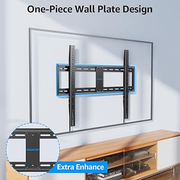 MOUNTUP Fixed TV Wall Mount for Most 50-100 TVs, 1.3 Slim Low Profile TV Mount with Level Design, Heavy Duty Mount for Large TVs, Fits 16-32 Studs, Max VESA 800x600mm 199 LBS Loading
