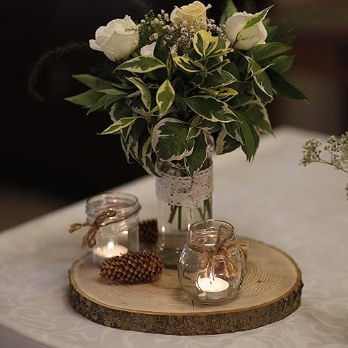 Miniatura 5 de 8 piezas grandes de madera sin terminar, losas de madera de 10 a 11 pulgadas para centros de mesa, círculo de madera natural, centros de mesa de