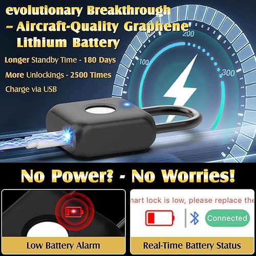 Miniatura 5 de Pothunder Candado de huellas dactilares, candado inteligente, cerradura de casillero, cerradura de combinación, bloqueo de huellas dactilares con