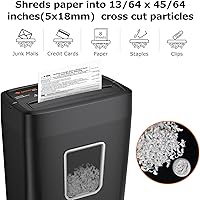 Vista 4 de Bonsaii Trituradora de papel, trituradora de corte transversal de 8 hojas con contenedor de 4.2 galones, tarjeta de crédito, correo, grapa/clip