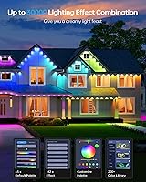 Vista 5 de ASAHOM Permanent Outdoor Lights Pro S108B, 100FT with 72 RGBCW LED Light, 70lm White, WLED Integrated, AI Lighting, 30000 Dynamic Effect, IP67