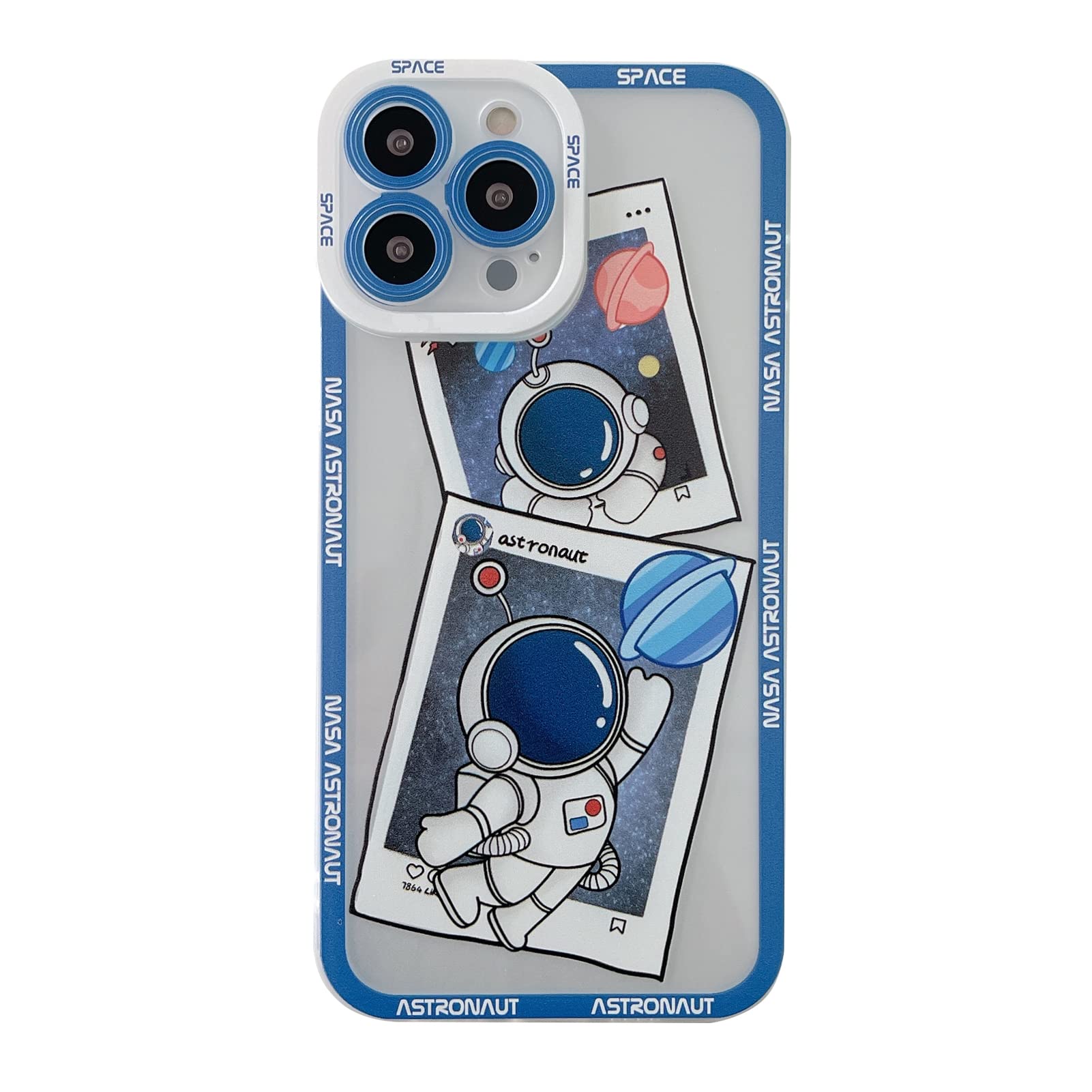 Yonds Queen for iPhone 13 Pro Cute Clear Case, Cool Cartoon Astronaut Space Planet Moon Design Stylish Soft TPU Bumper Shockproof Anti-Slip Protector