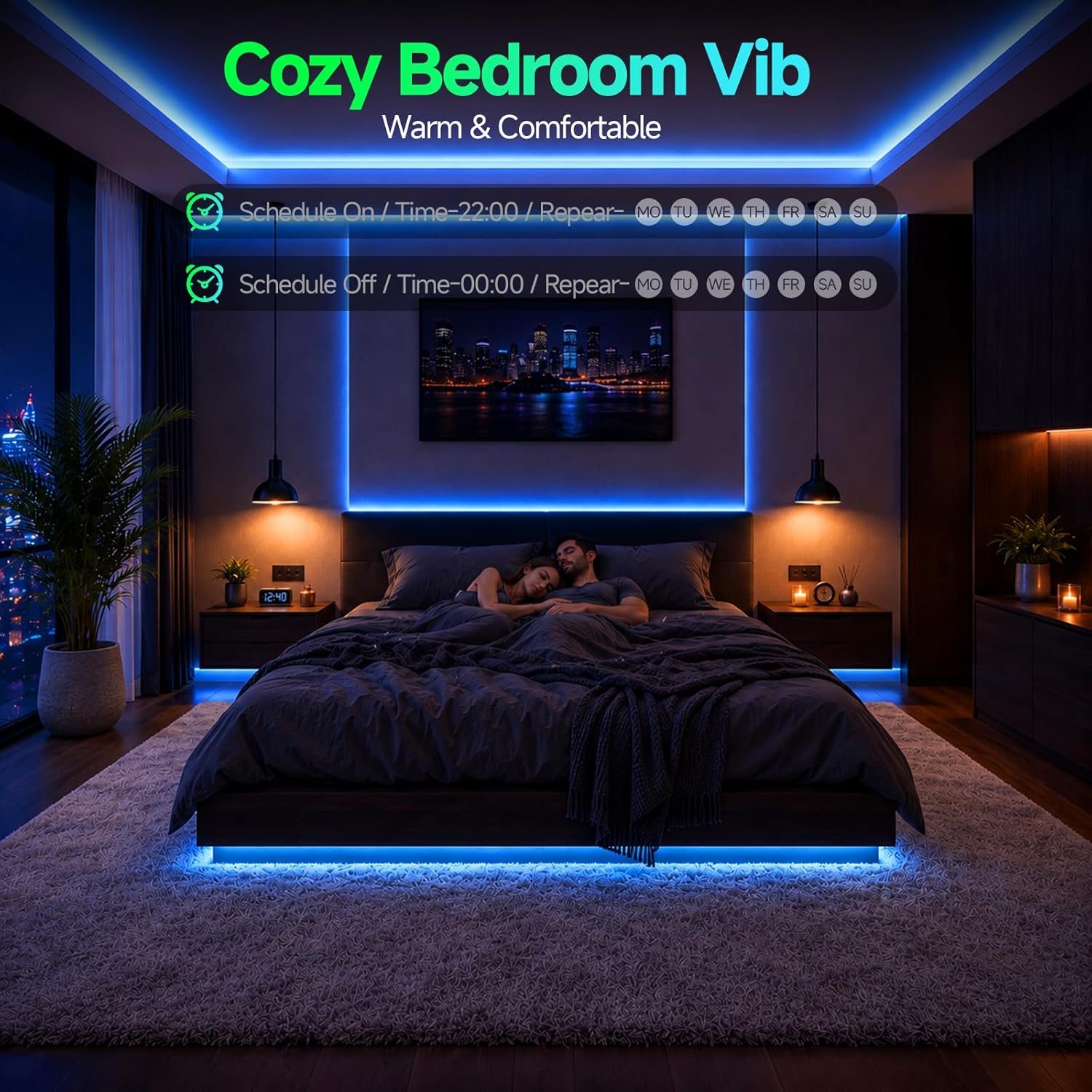 Daymeet Led Lights for TV, 16.4ft TV Led Lights Backlight Behind for 65-85 inch Led Strip Lights,RGB Color Changing Light with Remote, Music Sync Bluetooth APP Control USB Christmas Lighting 6 71IDPyW54BL. AC SL1500