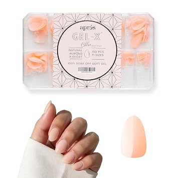 Apres Neutrals Gel-X Chloe Box Of Nail Tips, 11 Sizes 00-9, Soft Gel Tip Box 150pcs Natural Almond Extra Short, 150