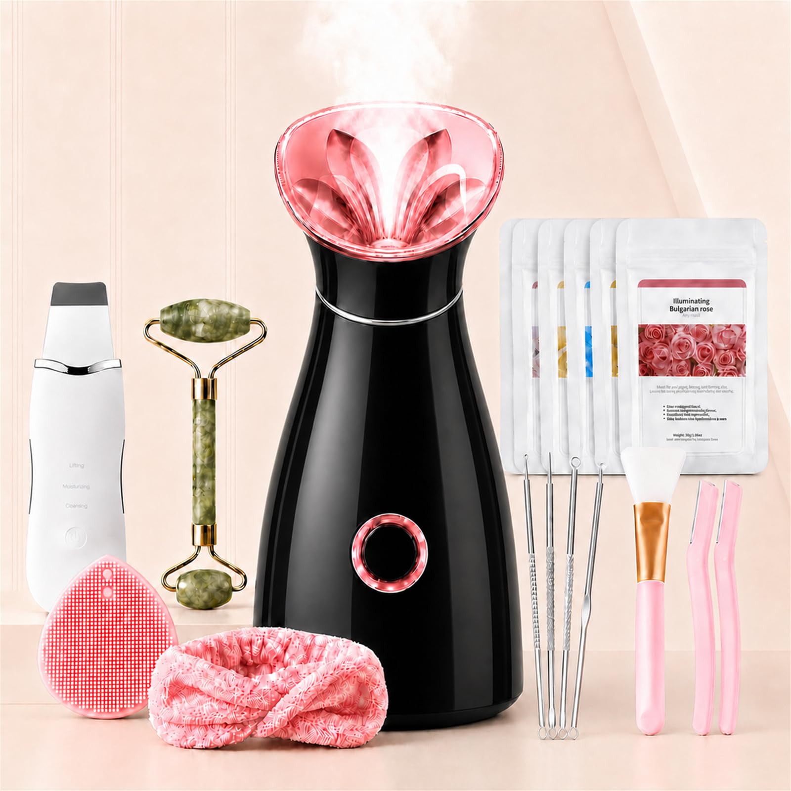 Colorfarm Facial Steamer Spa Kit with 17 Skin Care Tools for Home Spa