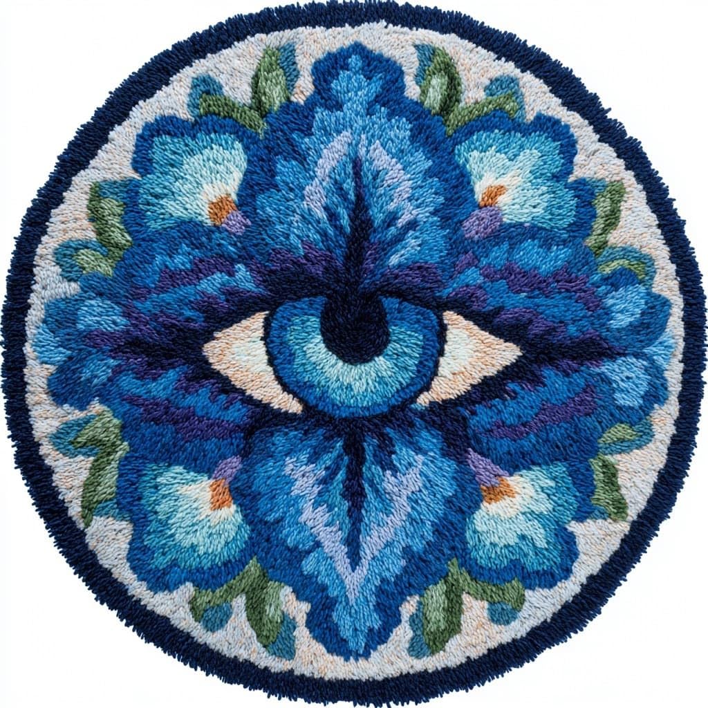 Ambattery Latch Hook Rug Kits-H Round Shape Latch Hook Kits Rug,Iris Flowers