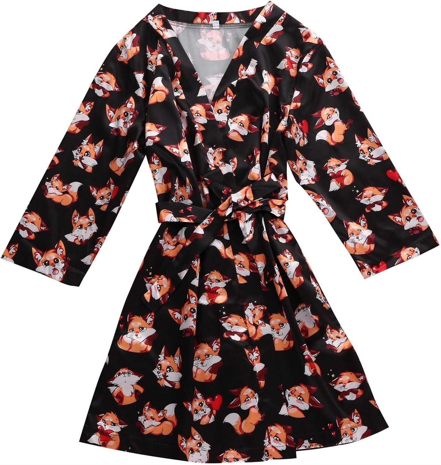 Albornoz Para Viajes Piscina Pijamas De Satén Para Mujer, Camisón Cómodo Con Estampado Floral, Batas Lencería, Albornoz Abierto Frontal Ropa De Dormir