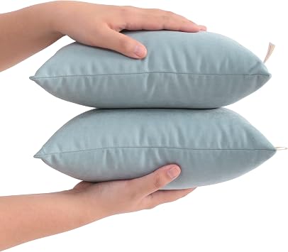 FLXXIE Tiny Pillows, Down Alternative Microfiber 11x7 Inches Mini Pillow for Travel, Pets, Soft Machine Washable Small Pillows for Neck, Lumbar, Greyish Green