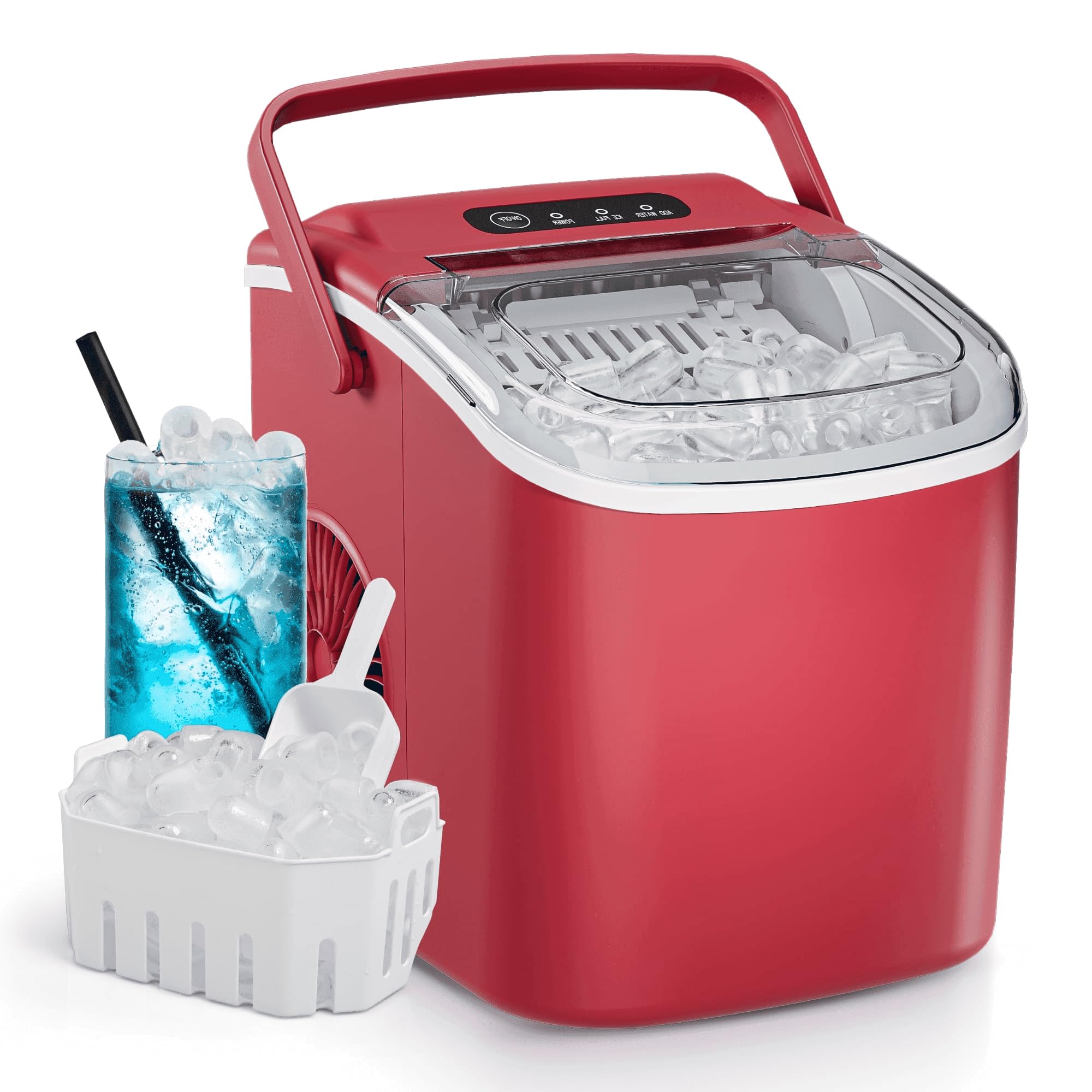26 lbs/24H Countertop Ice Maker Machine,One-Button Operation,9 Bullet-Shaped Ice in 6 Min, Auto-Cleaning