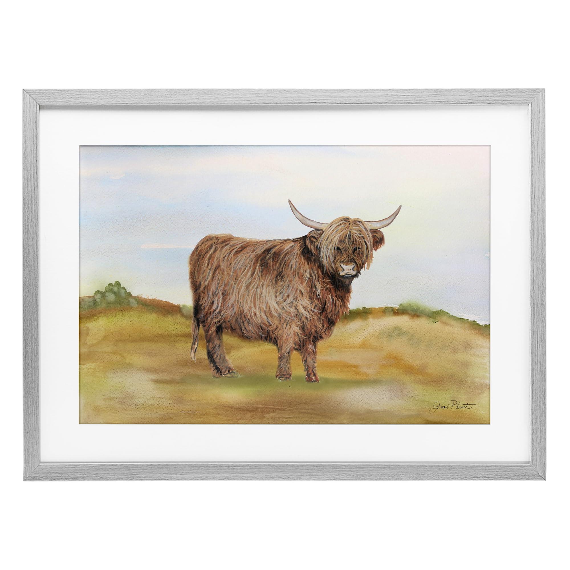 Stupell Industries Farm Animal In Pasture Gray Framed Print Under Glass, design by Jean Plout, 17 x 23