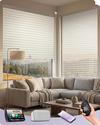 Miniatura 15 de Graywind Persianas motorizadas Shangrila más anchas compatibles con Alexa Google Control remoto recargable, filtro de luz inteligente, persianas