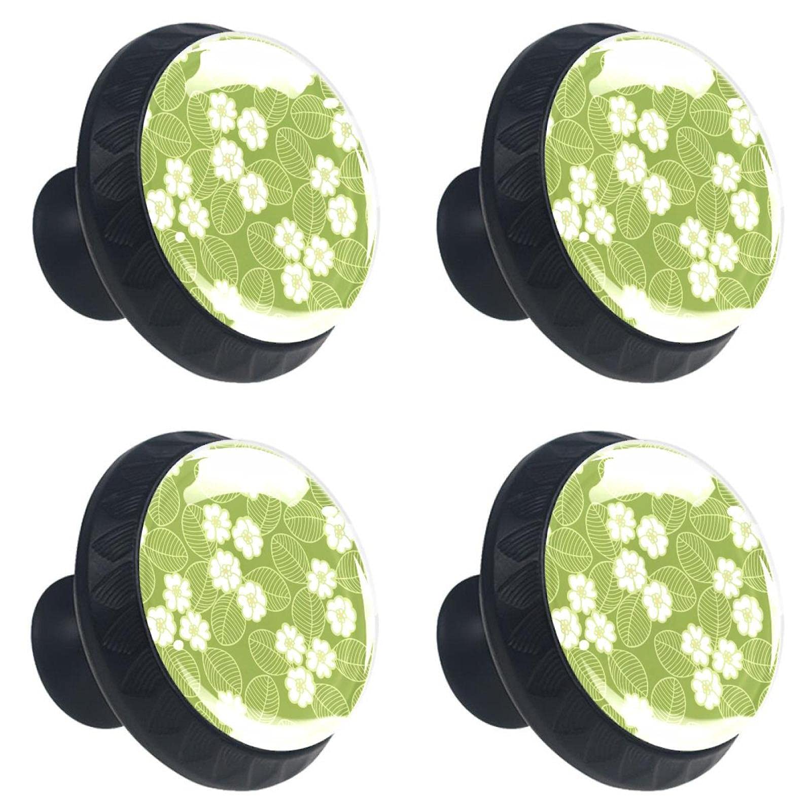 Boutons de tiroir en verre floral lot de 4 pour poignée de meuble cuisine et armoire