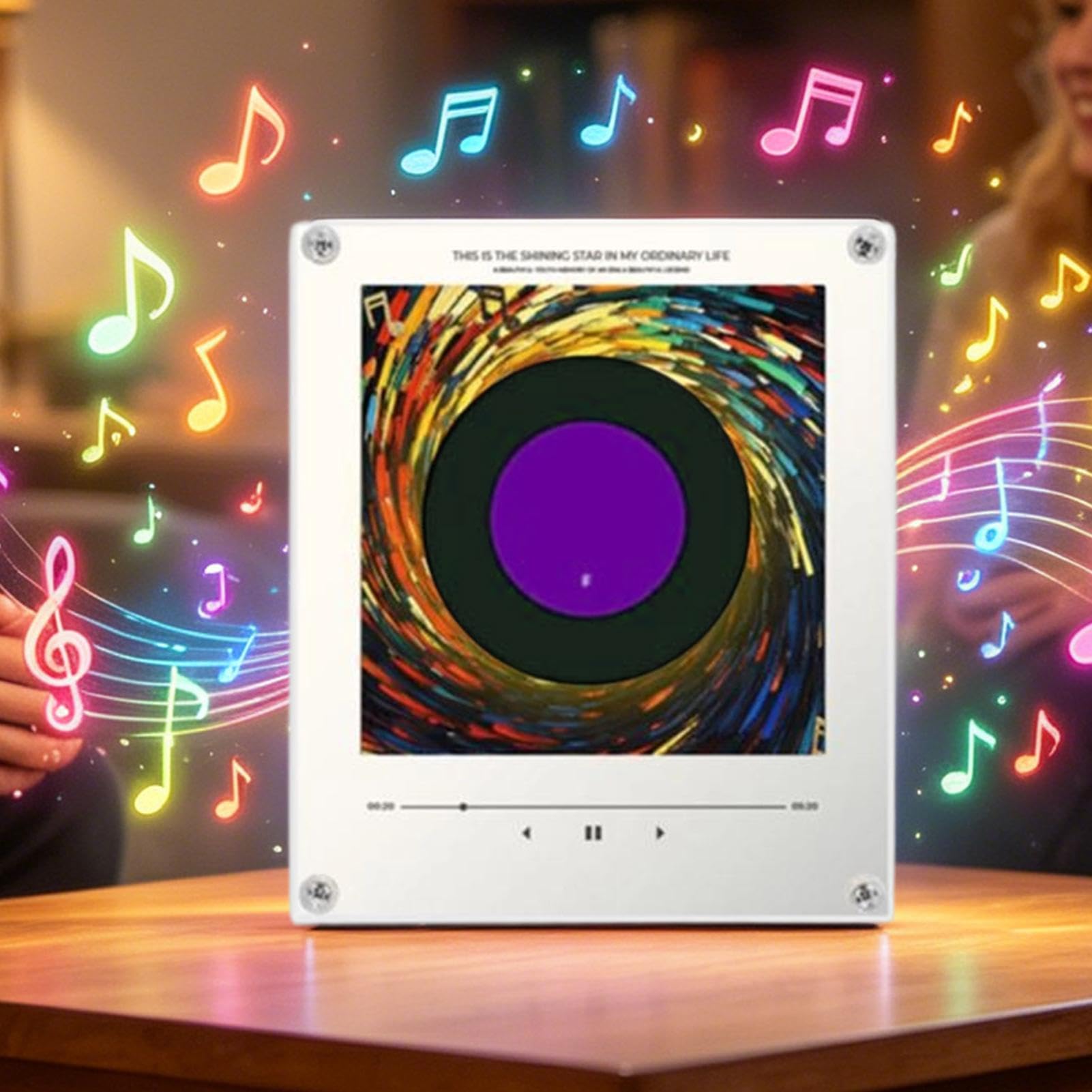 Lecteur de musique magnétique pour réfrigérateur | Autocollants d'enregistrement sonore avec lecteur rotatif | Aimants de chanson pour réfrigérateur avec lumière | Pour maison, cuisine, appartement