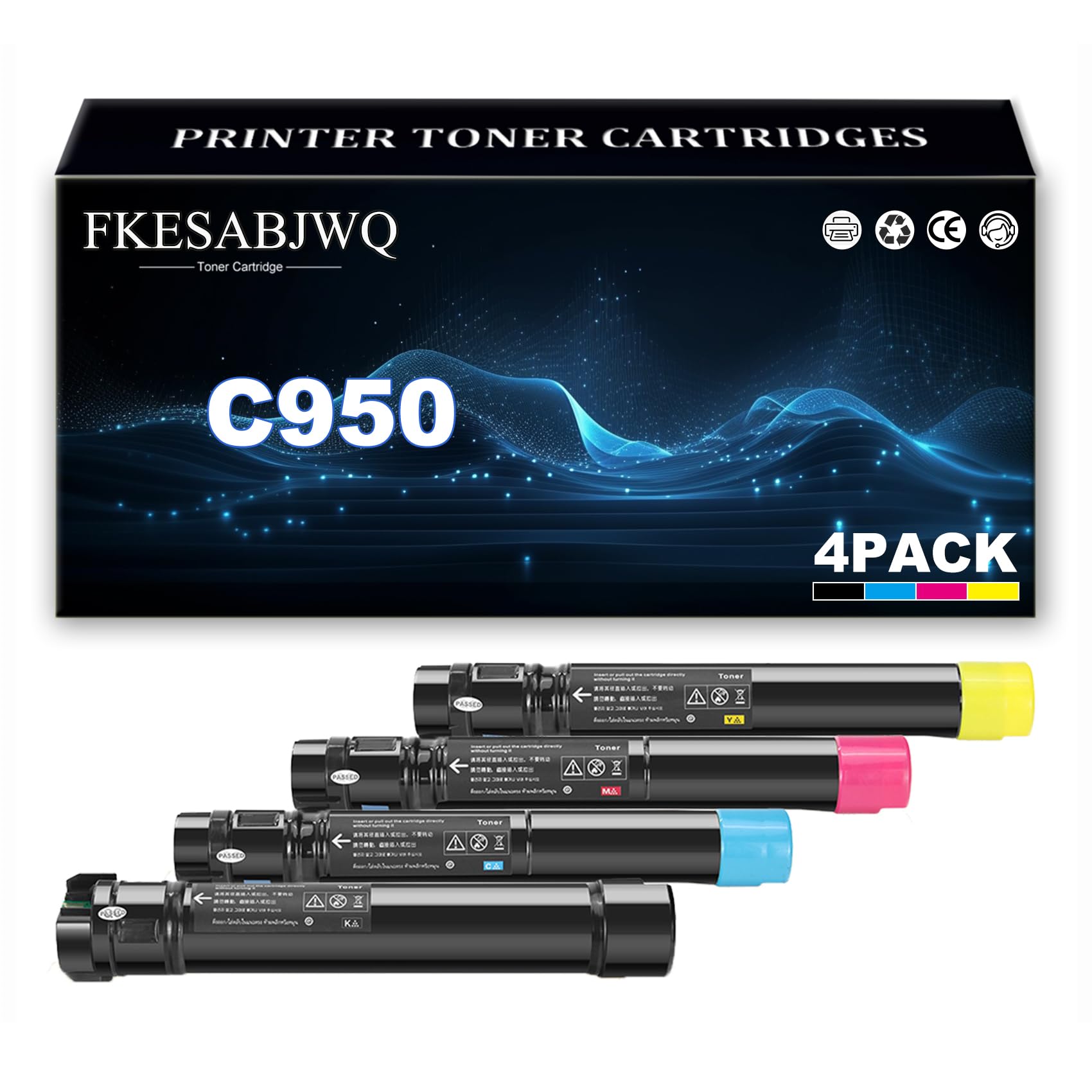 Cartuccia Toner C950, Cartucce Toner C950X2KG C950X2CG C950X2MG C950X2YG per Lexmark C950dte C950de Stampanti,4 Colors-1 Pack