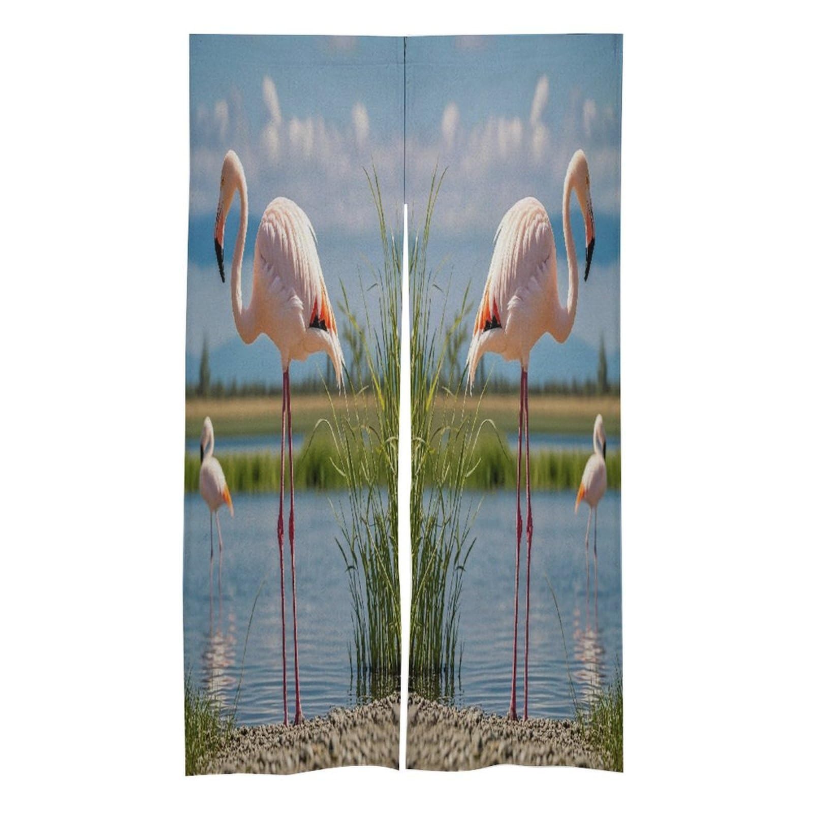 LZQPOEAS Flamingos Door Curtain Treatment Door Tapestry Japanese Style Doorway Curtain Privacy Thermal Insulated Doorway Window Curtains for Home Restaurant Decor
