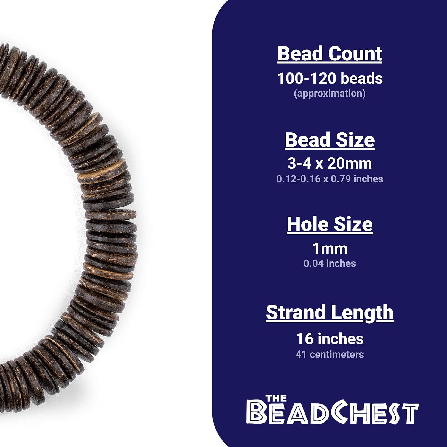 The Bead Chest Chocolate Disk Coconut Shell Beads (20mm)