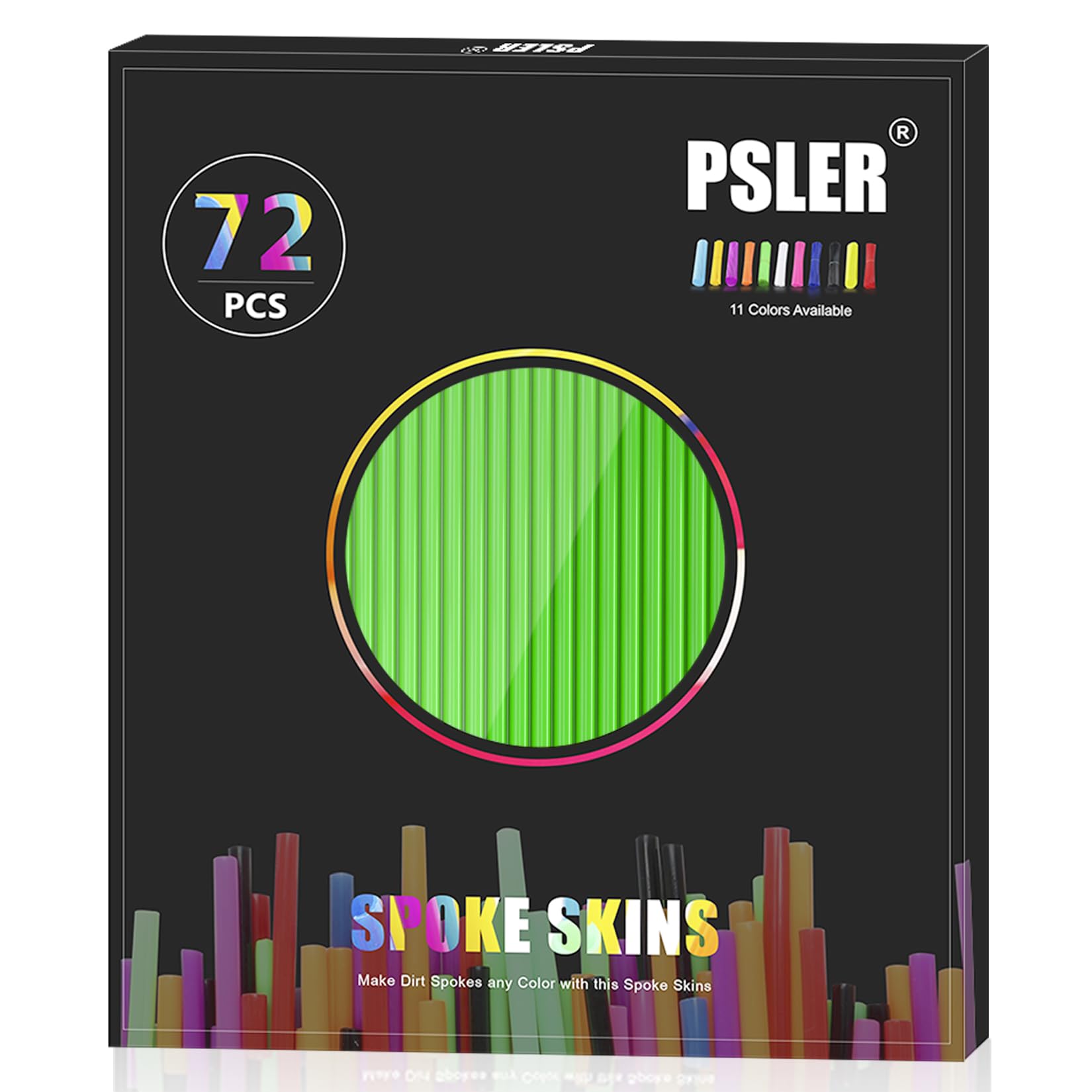 PSLER 72 PCS Dark Green Spoke Skins Spoke Trim Wrap Cover Decoration Protector Pipe Motocross Pit Dirt Bike Aaccessories