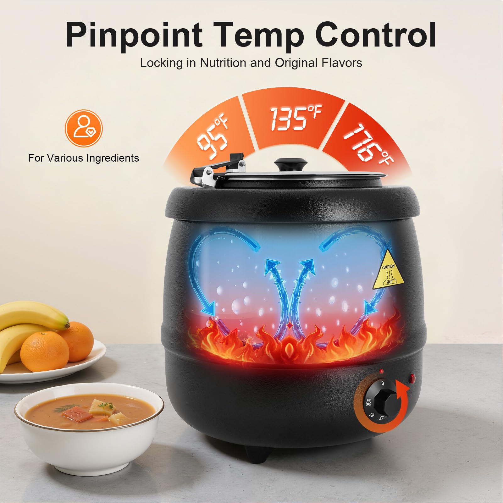 Suppentopf, elektrisch, 10 l, elektrischer Suppentopf, Suppenkessel, Behälter innen, Edelstahl, für Saucen, kommerzielle und private Restaurants