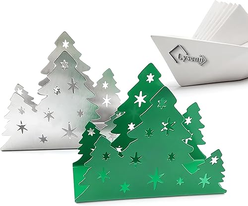 Vista 23 de Lysenn Servilletero navideño para mesas, dispensador de pañuelos para encimera de cocina, acero inoxidable resistente mejorado, almacenamiento