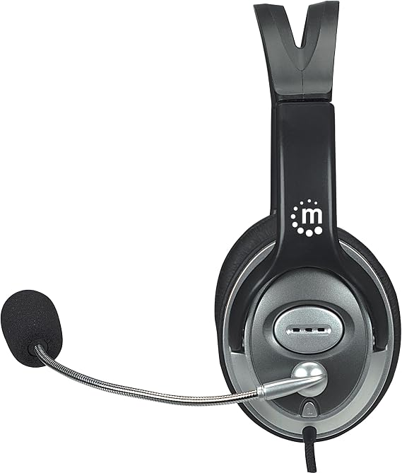 MANHATTAN Wired Stereo Headset with Mic, 3.5 mm Plug, 8 ft Cable