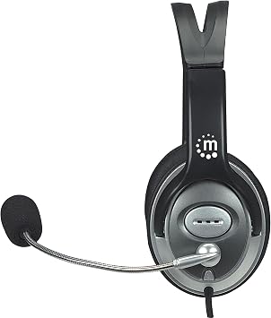 MANHATTAN Wired Stereo Headset with Mic, 3.5 mm Plug, 8 ft Cable